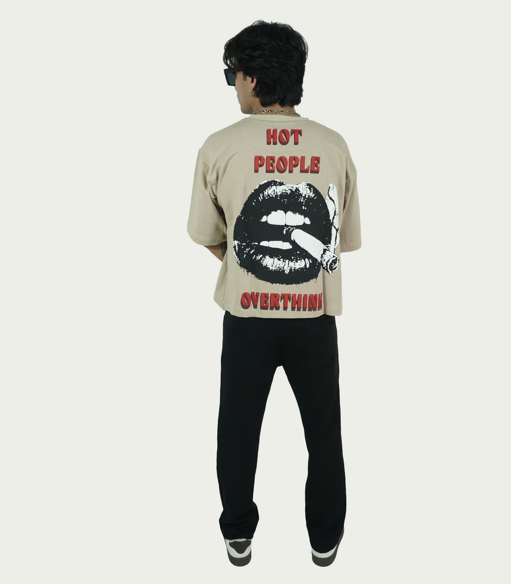 TAMRAT oversized Lycra loop streetwear t-shirt back view on model